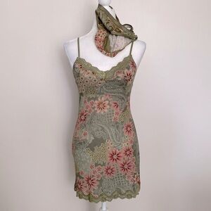 Victoria’s Secret Y2K vintage olive green slip & panty set